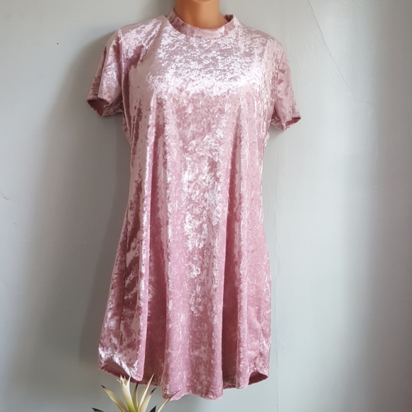 Lily Star Dresses & Skirts - Blush Pink Crushed Velvet bodycon Dress